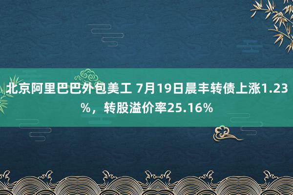 北京阿里巴巴外包美工 7月19日晨丰转债上涨1.23%，转股溢价率25.16%